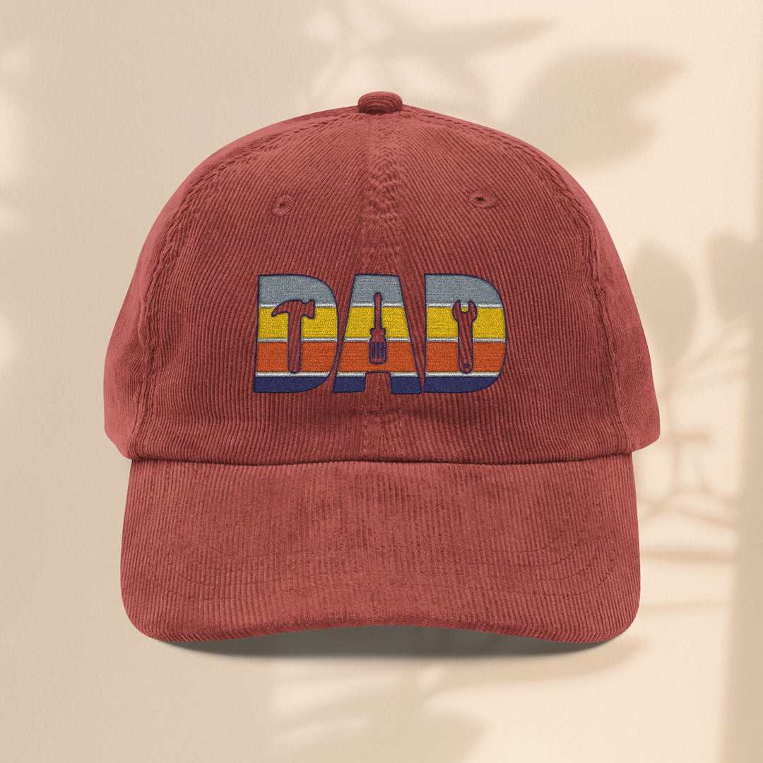 Vintage Corduroy Cap - Embroidered 'DAD' Baseball Hat for Father's Day