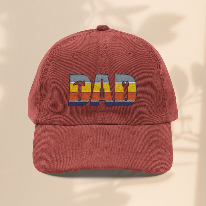 Vintage Corduroy Cap - Embroidered 'DAD' Baseball Hat for Father's Day
