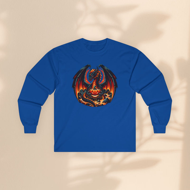 Dragon Emblem Unisex Long Sleeve Tee – Casual Fantasy Graphic Shirt for Halloween & Geek Culture