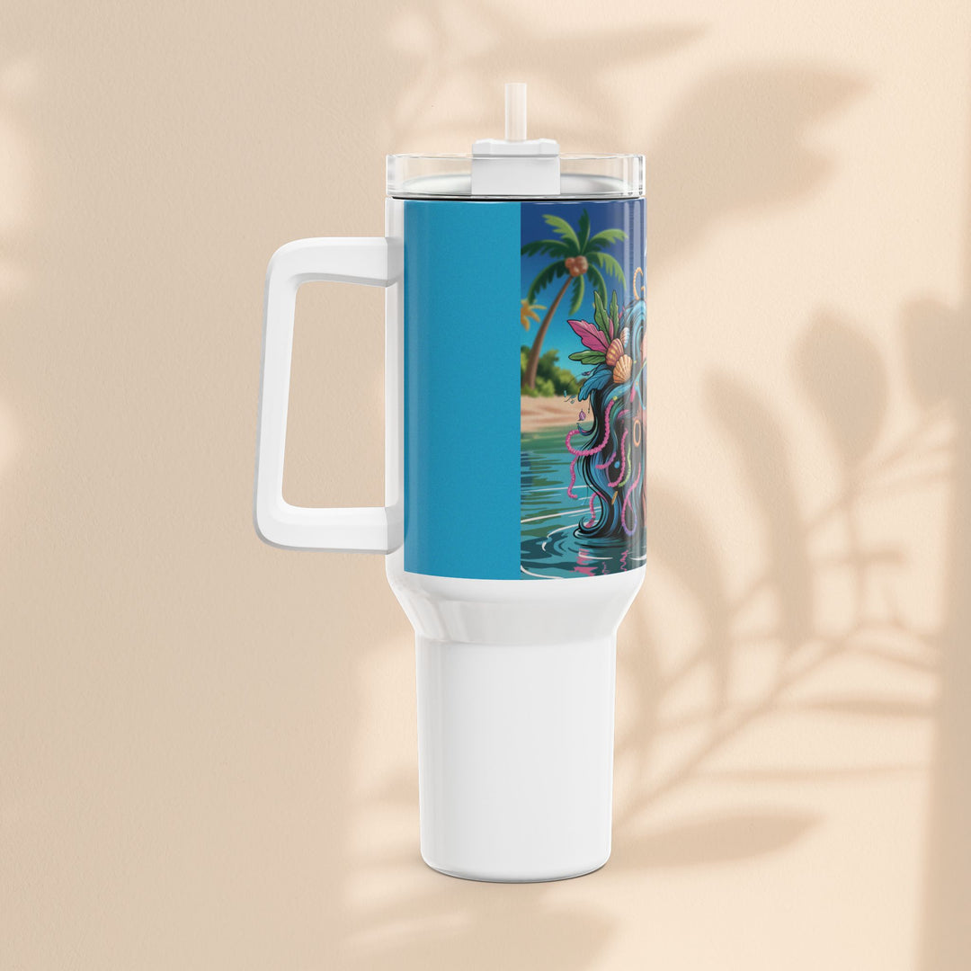 Tropical Oasis Tumbler, 40oz with 'Just out here doing my float therapy' design