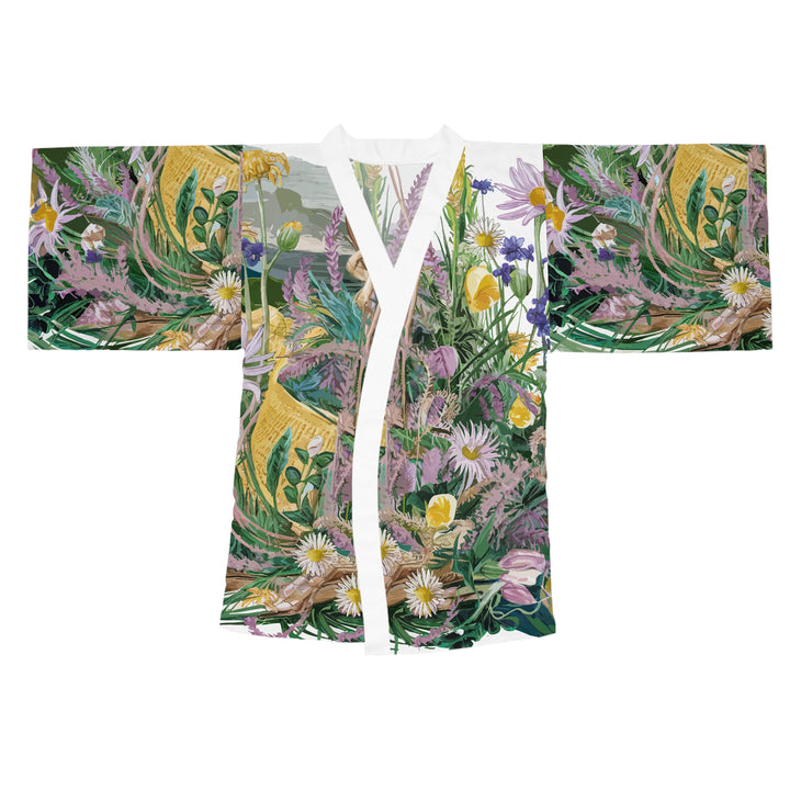 Long Sleeve Kimono Robe (AOP) - Beach Flowers