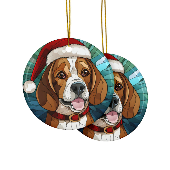 Ceramic Ornaments, 2-Side Print, (1pc, 3pcs, 5pcs, 10pcs) - Beagle Christmas