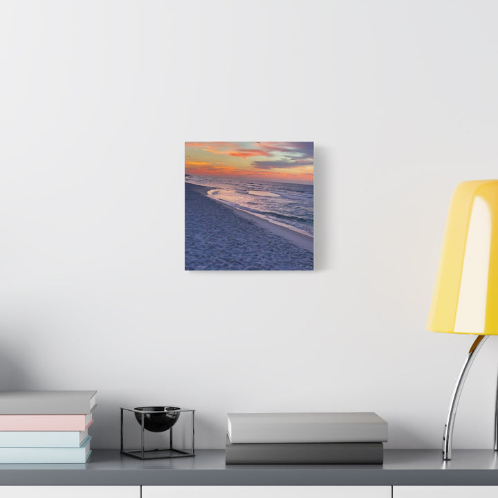 Sunset Beach Matte Stretched Canvas Print