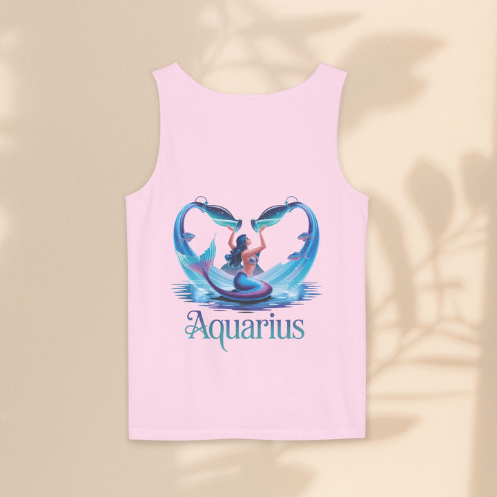 Aquarius Unisex Garment-Dyed Tank Top, Zodiac Apparel, Astrology Gift, Summer Outfit, Festival Wear, Birthday Gift