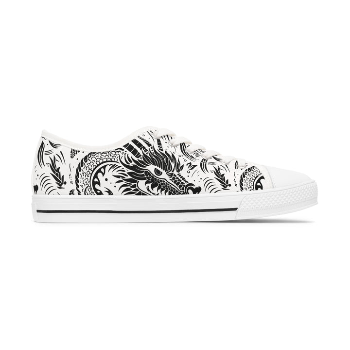 Women's Low Top Sneakers - Dragon Black and White