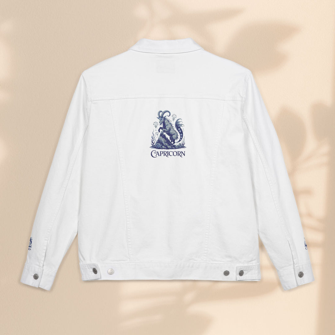 Capricorn Embroidery Denim Jacket – Trendy Unisex Casual Wear & Zodiac Gift