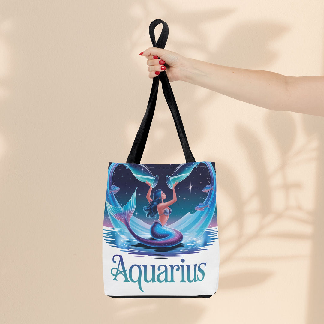 Aquarius Mermaid Tote Bag, Zodiac Gift, Astrology Tote, Women’s Bag, Beach Accessory, Stylish Carryall