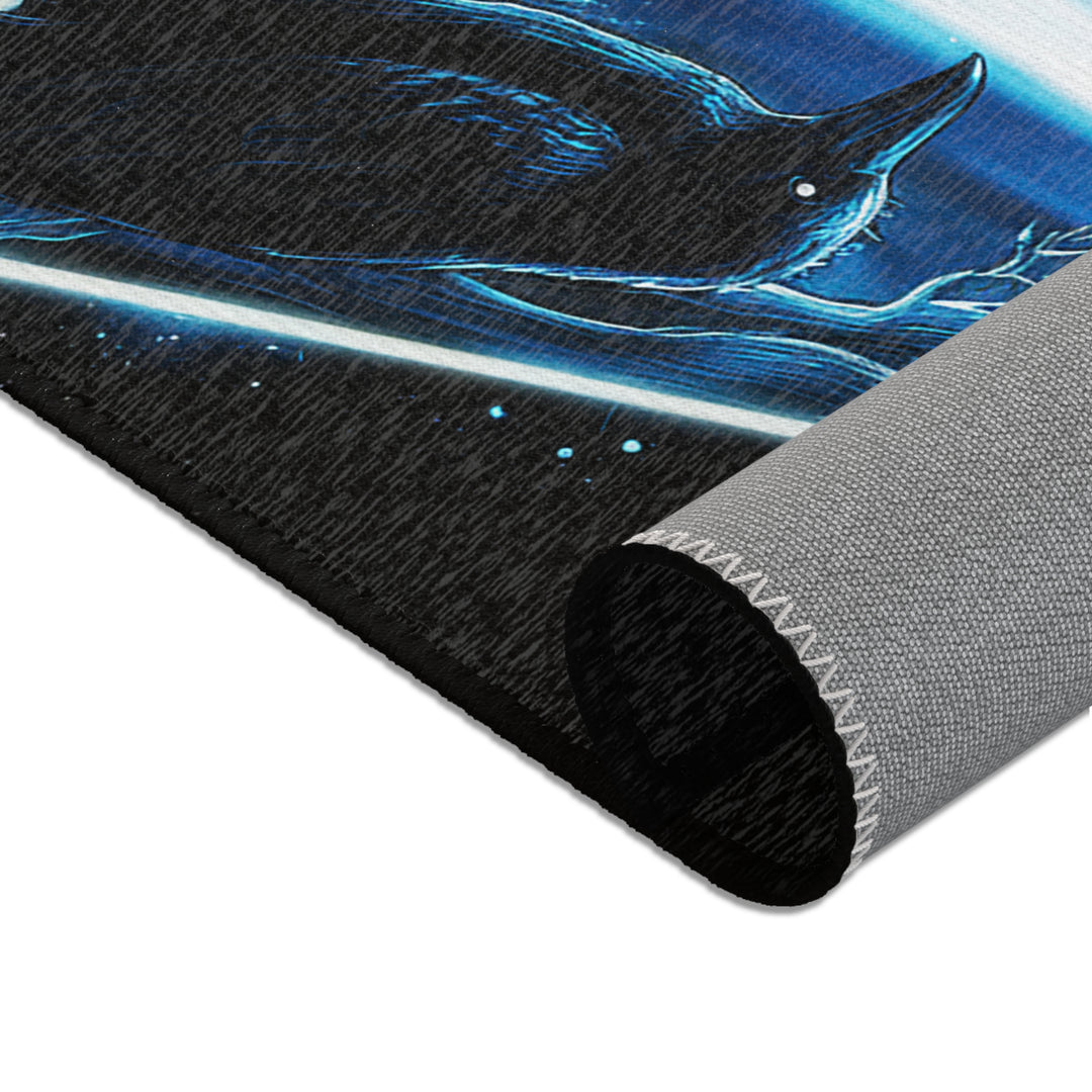 Mystical Wolf Area Rug, Modern Boho Floor Decor