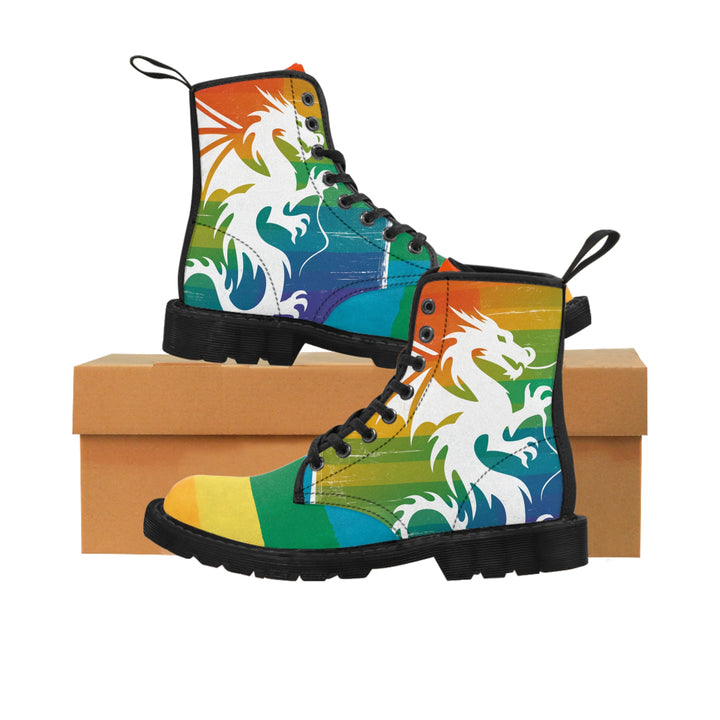 Women's Canvas Boots - Striped Dragon