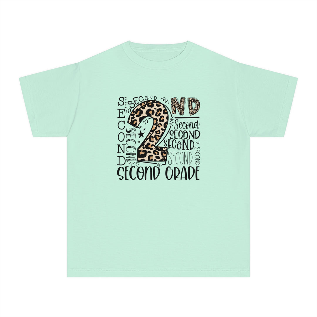 Fun Second Grade Leopard Print Youth Tee, Kids Birthday Shirt, Back to School Apparel, Birthday Gift, Animal Print T-Shirt