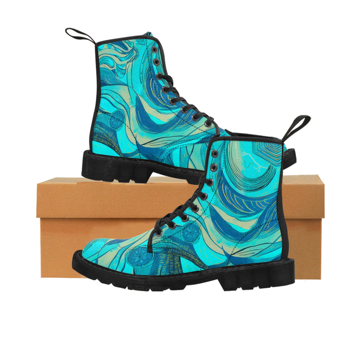 Women's Canvas Boots - Ocean Waves