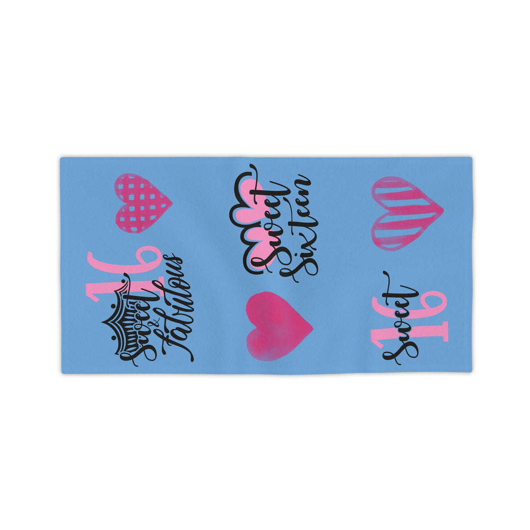 Sweet Sixteen Beach Towel, Fun Pool Accessories, Birthday Party Decor, Vibrant Towels for Teens, Cute Gifts for Summer