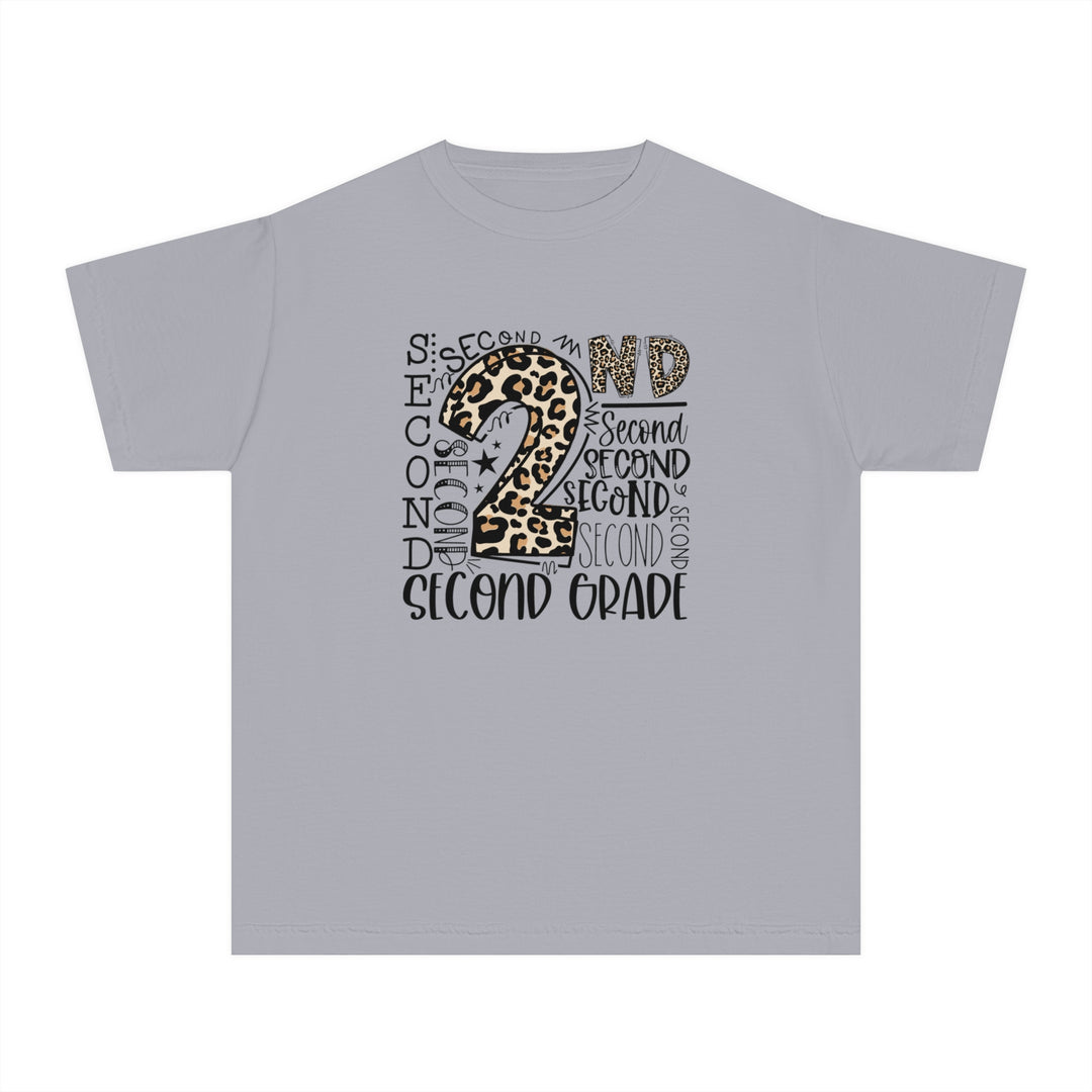 Fun Second Grade Leopard Print Youth Tee, Kids Birthday Shirt, Back to School Apparel, Birthday Gift, Animal Print T-Shirt