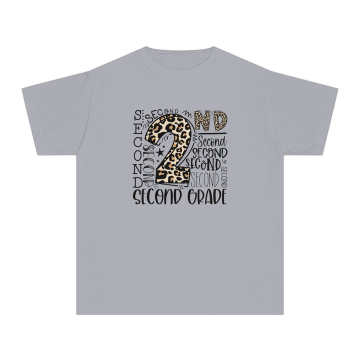 Fun Second Grade Leopard Print Youth Tee, Kids Birthday Shirt, Back to School Apparel, Birthday Gift, Animal Print T-Shirt