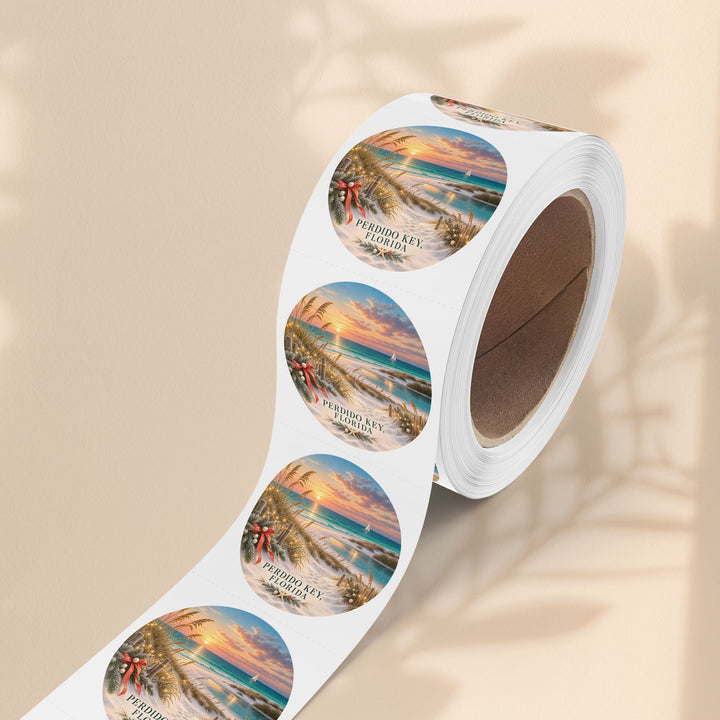 Perdido Key Florida Round Sticker Rolls – Waterproof Sunset Labels