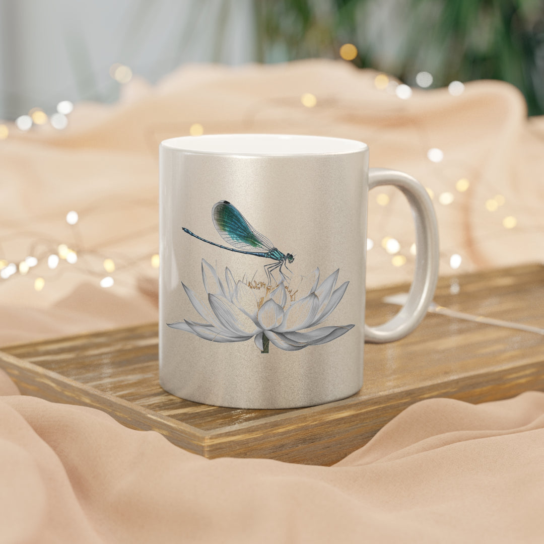 Metallic Mug (Silver\Gold) - Dragonfly