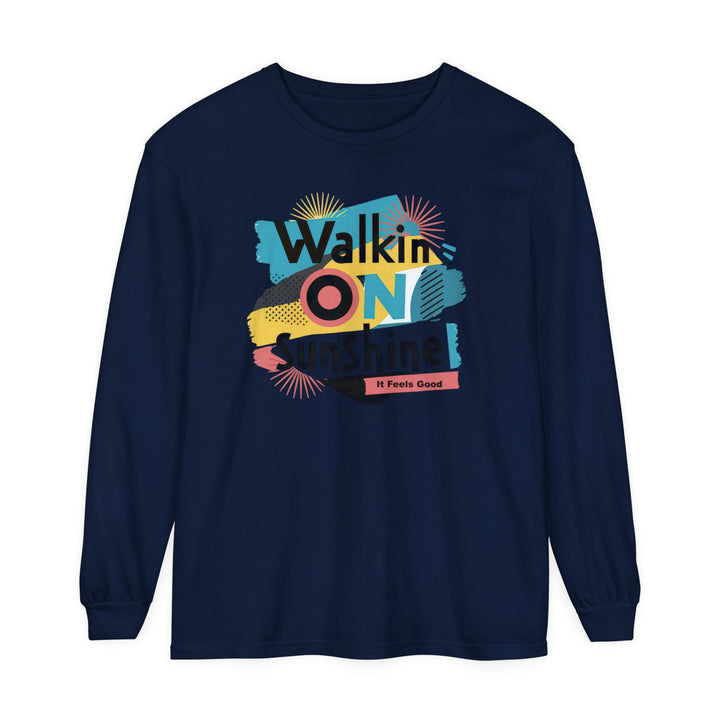 Unisex Garment-dyed Long Sleeve T-Shirt - Walking On Sunshine