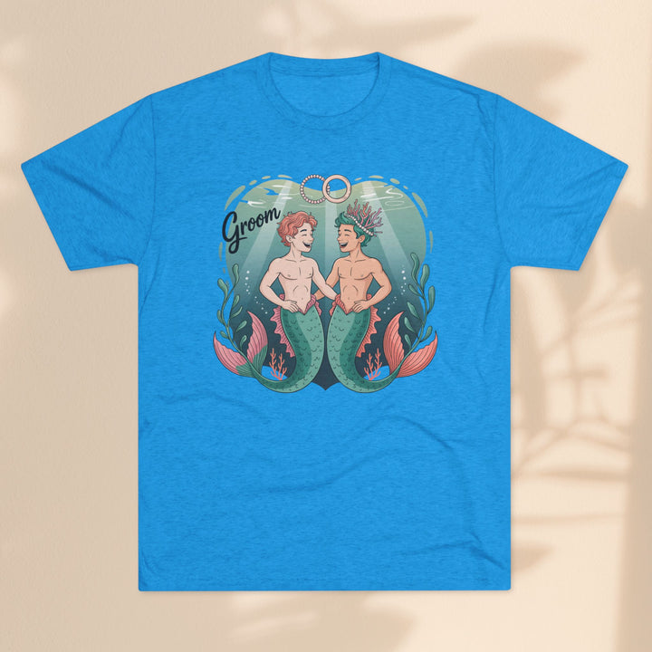 Merman Groom Tee, LGBTQ+ Pride Apparel, Wedding Gift, Unique Couple Shirt