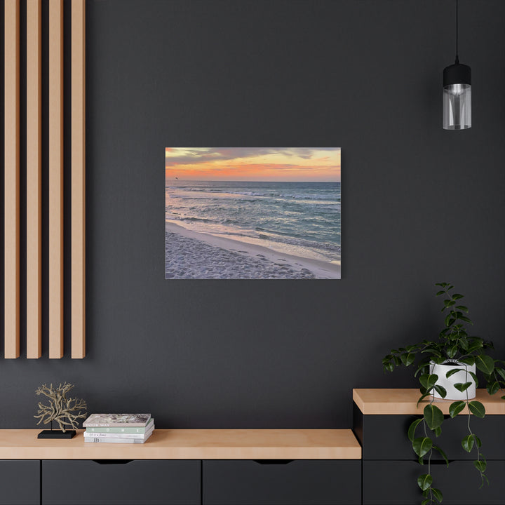 Sunset Beach Matte Stretched Canvas Wall Art