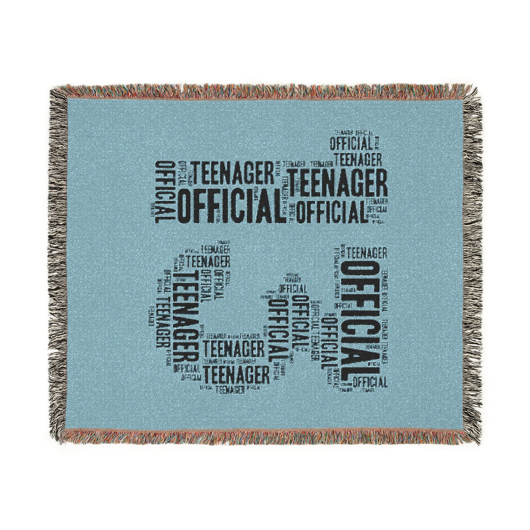 13 Years Old Official Teenager Woven Blanket – Cozy Word Art Throw, Perfect Gift for Teens