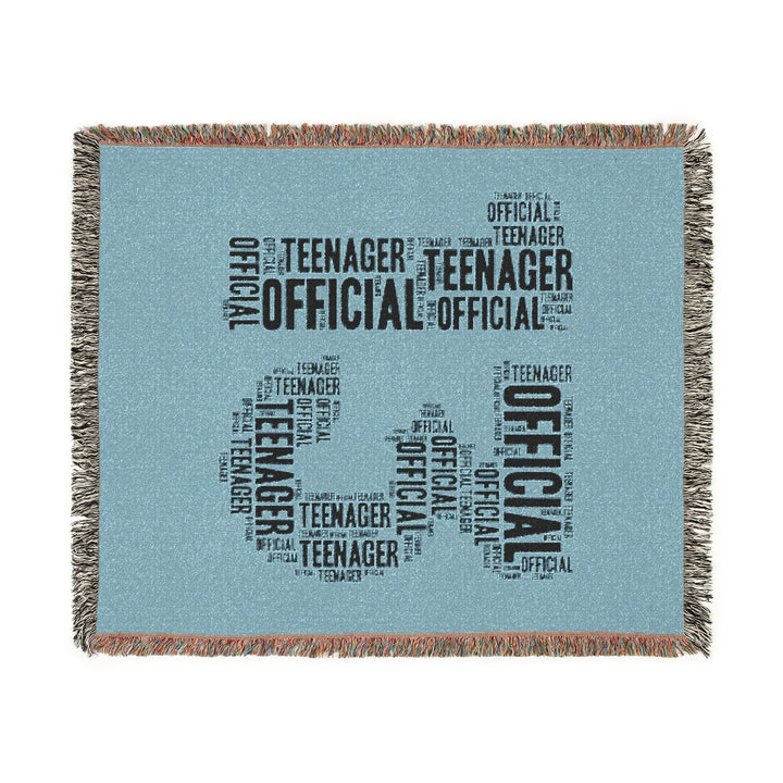13 Years Old Official Teenager Woven Blanket – Cozy Word Art Throw, Perfect Gift for Teens