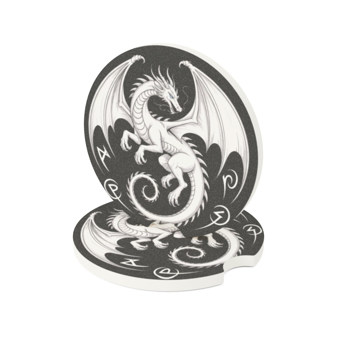Dragon Design Soapstone Car Coaster, Unique Auto Accessories, Dragon Car Decor, Fantasy Gift for Car Lovers, Home and Auto Decor