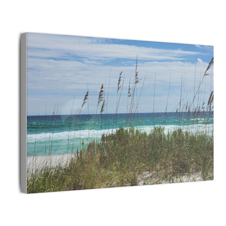 Coastal Dune Beach Canvas Print – Waves and Sea Oats Wall Art