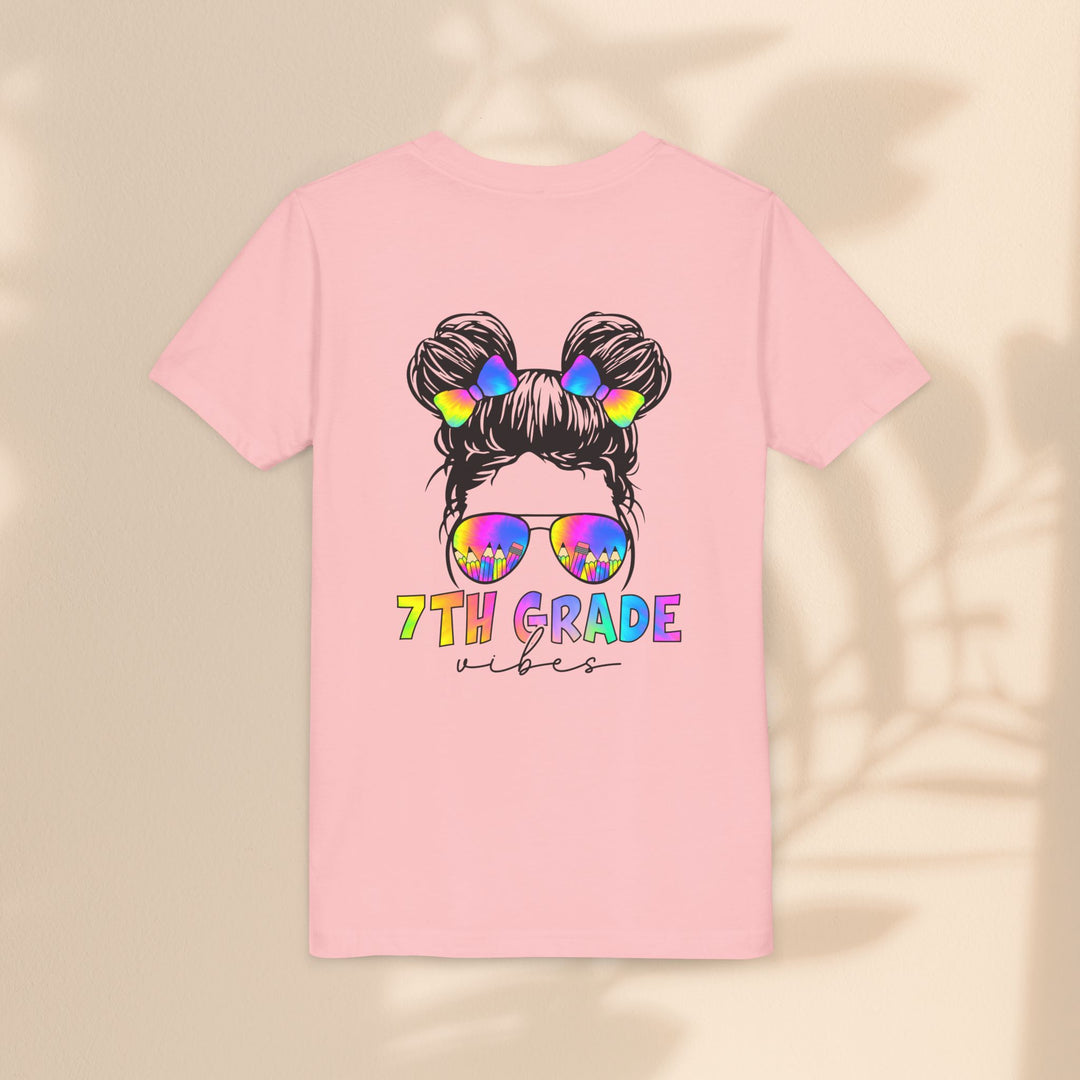 Rainbow 7th Grade Vibes Tee, Fun Youth T-Shirt, Back to School Fashion, Kids Graphic Tee, Teen Birthday Gift, Colorful Kids Wear
