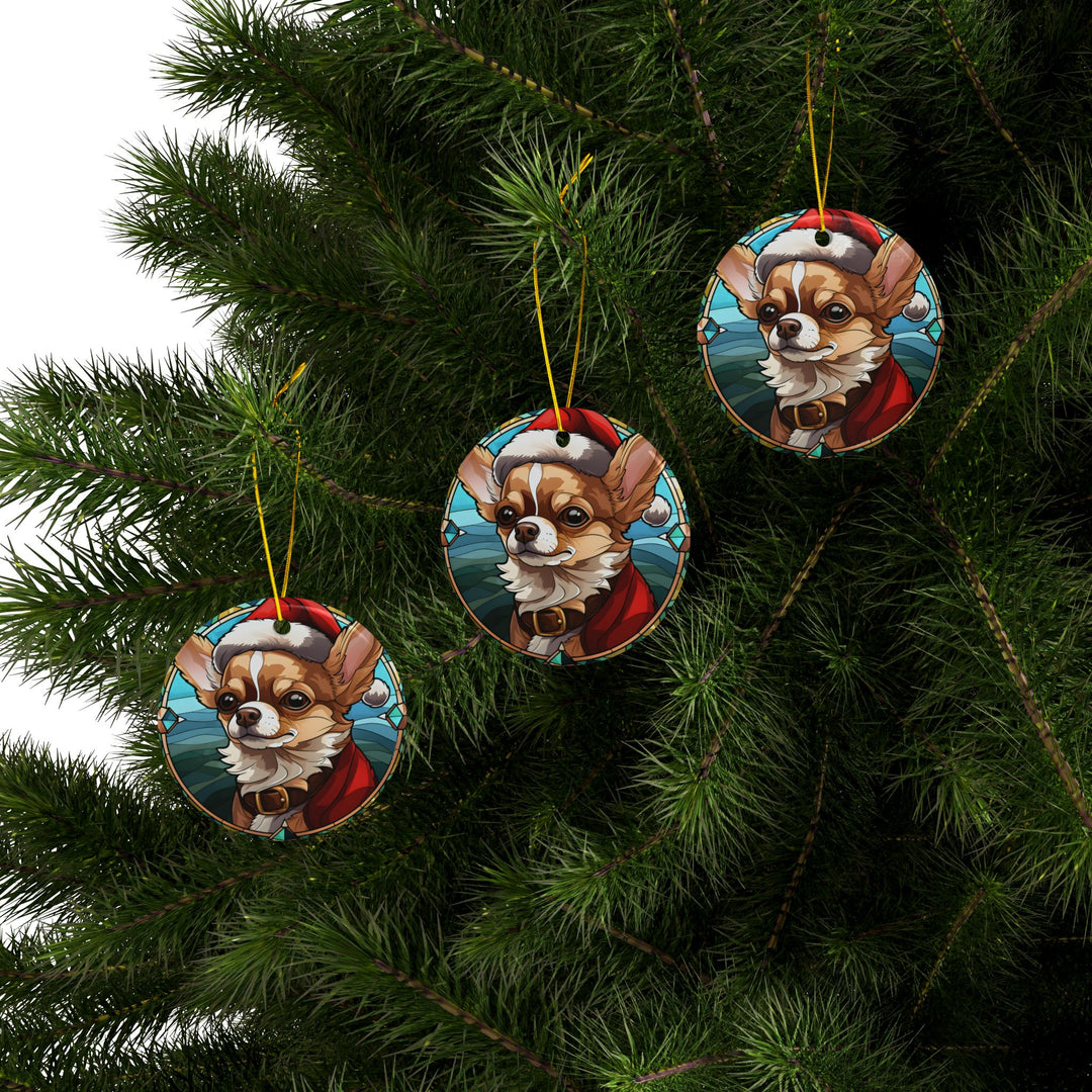 Ceramic Ornaments, 2-Side Print, (1pc, 3pcs, 5pcs, 10pcs) - Chihuahua Christmas