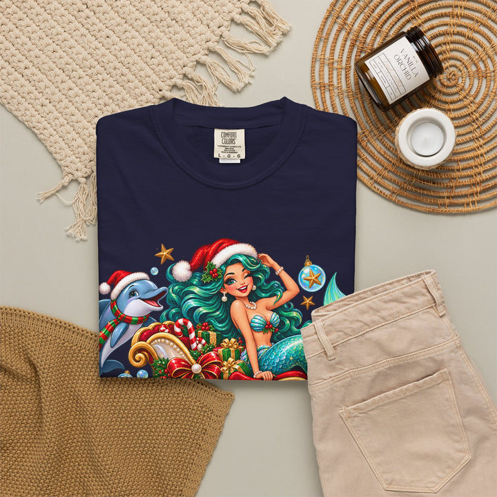 Mermaid Christmas T-Shirt – Sleighin’ It Under the Sea Holiday Tee