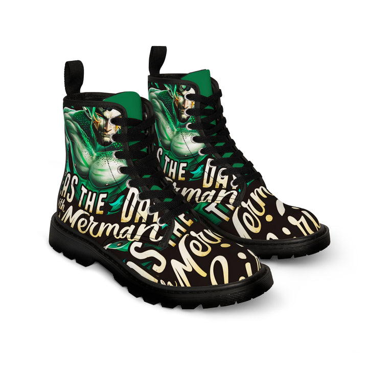 Men's Canvas Boots - Seas the Day with Merman Spirit