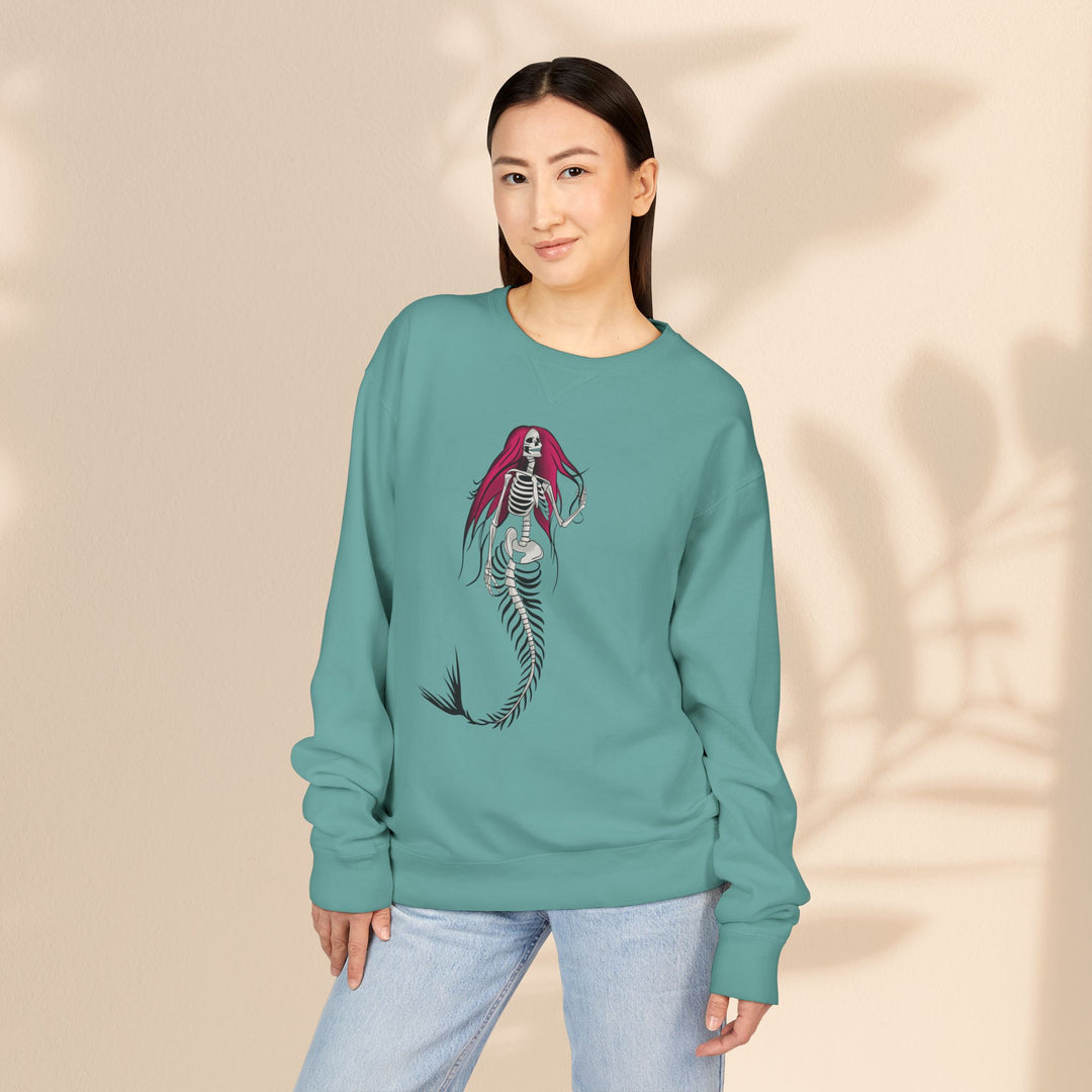 Crewneck Sweatshirt — Gothic Mermaid Skeleton Graphic