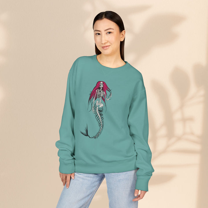 Crewneck Sweatshirt — Gothic Mermaid Skeleton Graphic