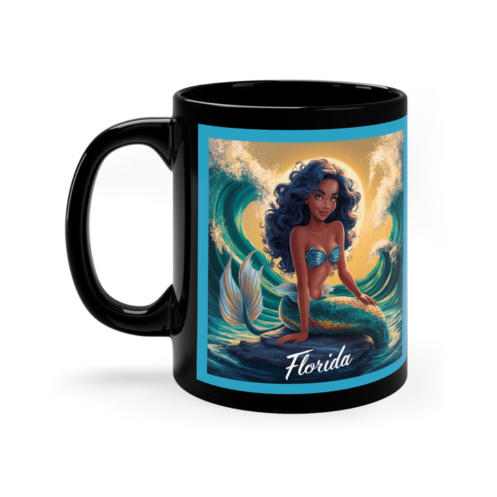 Black Coffee Mug, 11oz - Florida Mermaid