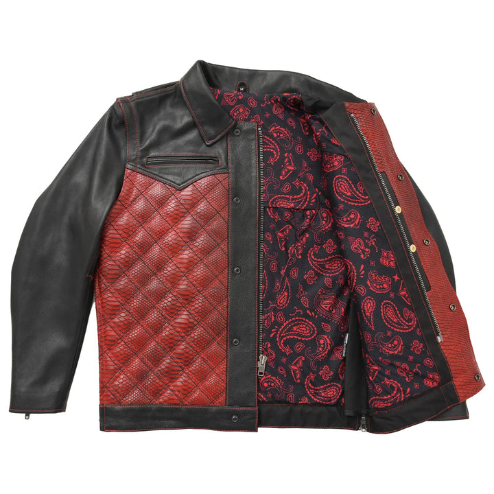 Redstrike Men’s Red & Black Leather Motorcycle Jacket