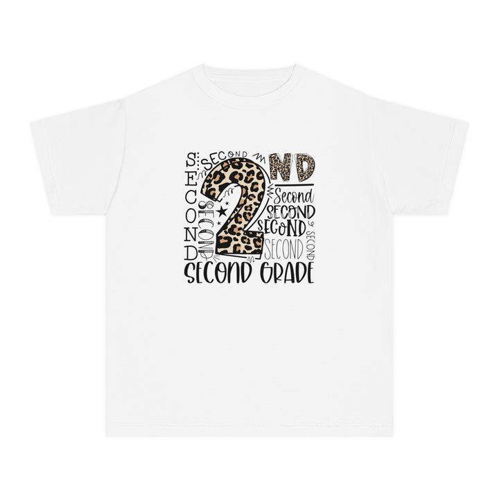 Fun Second Grade Leopard Print Youth Tee, Kids Birthday Shirt, Back to School Apparel, Birthday Gift, Animal Print T-Shirt