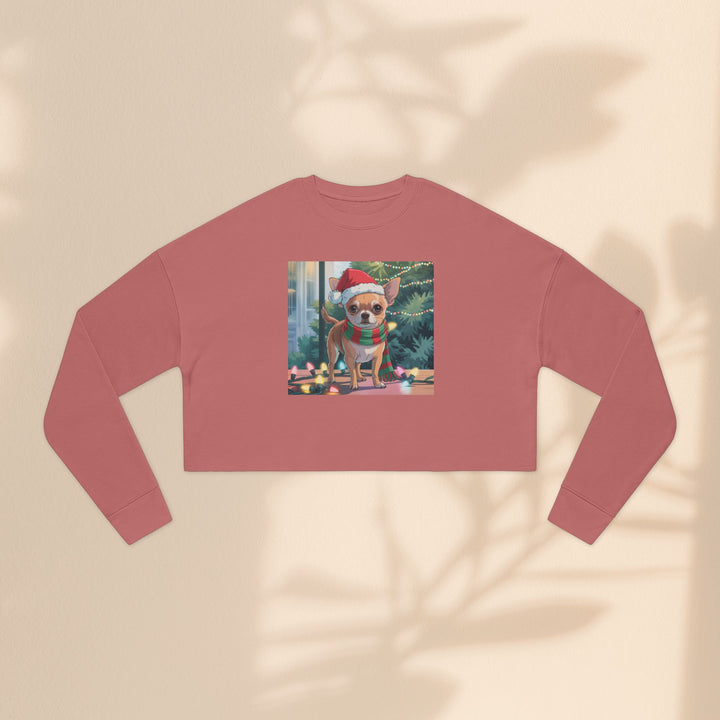Festive Chihuahua Cropped Sweatshirt, Holiday Sweatshirt