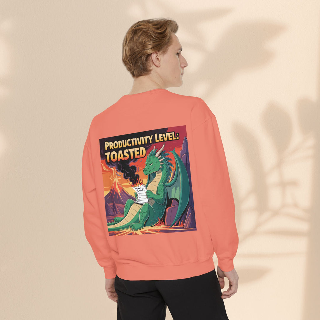 Toasted Productivity Level Dragon Sweatshirt, Cozy Gift, Funny Sweatshirt, Fantasy Apparel, Dragon Lover Clothing, Work From Home Style