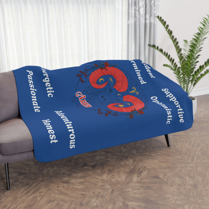 Sherpa Blanket - Aries Zodiac Tan Sherpa Blanket