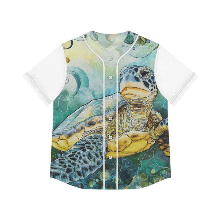 Women's Baseball Jersey - Watercolor Sea Turtle