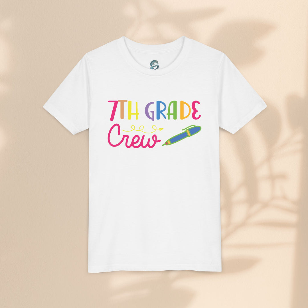 Seventh Grade Crew Tee, Fun School Spirit Shirt, Youth Fashion Top, Back to School Gift, Kids' Team Apparel, Colorful Graphic T-shirt