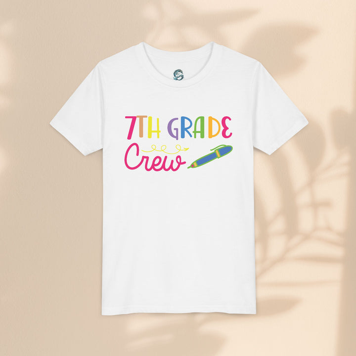 Seventh Grade Crew Tee, Fun School Spirit Shirt, Youth Fashion Top, Back to School Gift, Kids' Team Apparel, Colorful Graphic T-shirt