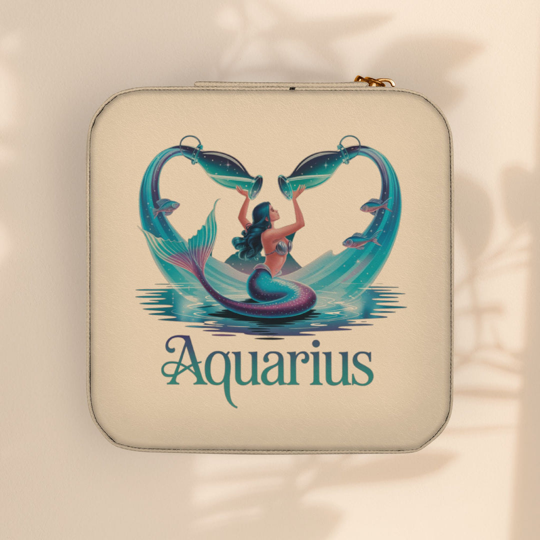 Aquarius Jewelry Travel Case — Compact Zodiac Travel Jewelry Organizer