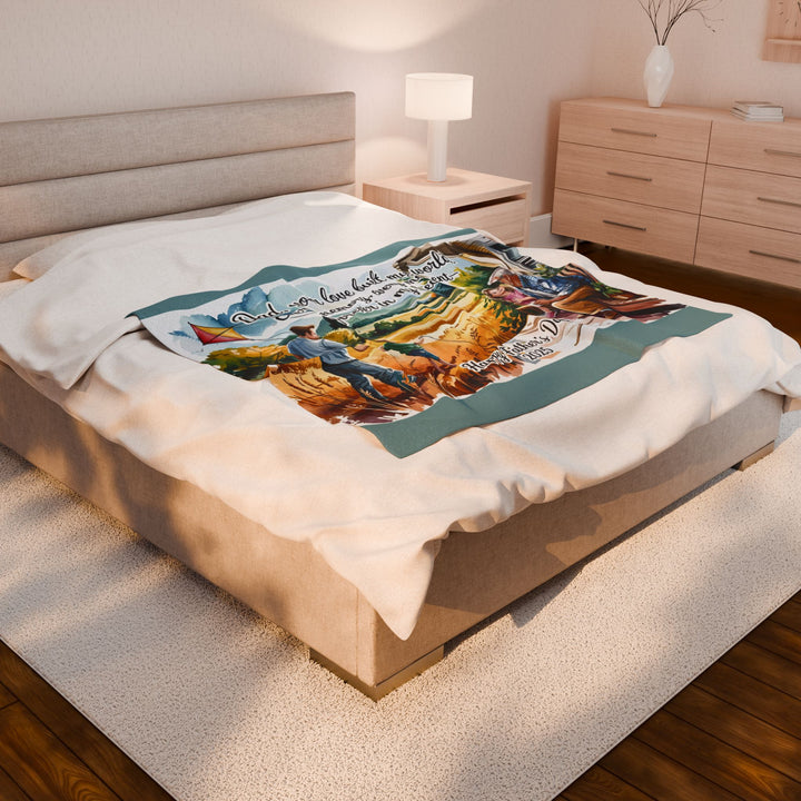 Father's Day Velveteen Plush Blanket - Every Moment is Forever in My Heart