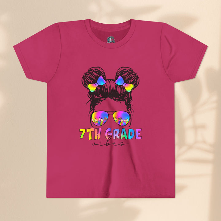 Rainbow 7th Grade Vibes Tee, Fun Youth T-Shirt, Back to School Fashion, Kids Graphic Tee, Teen Birthday Gift, Colorful Kids Wear