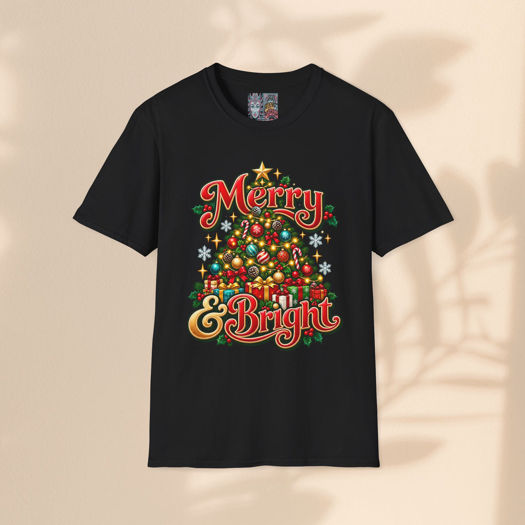 Merry & Bright Christmas T-Shirt – Festive Holiday Graphic Tee