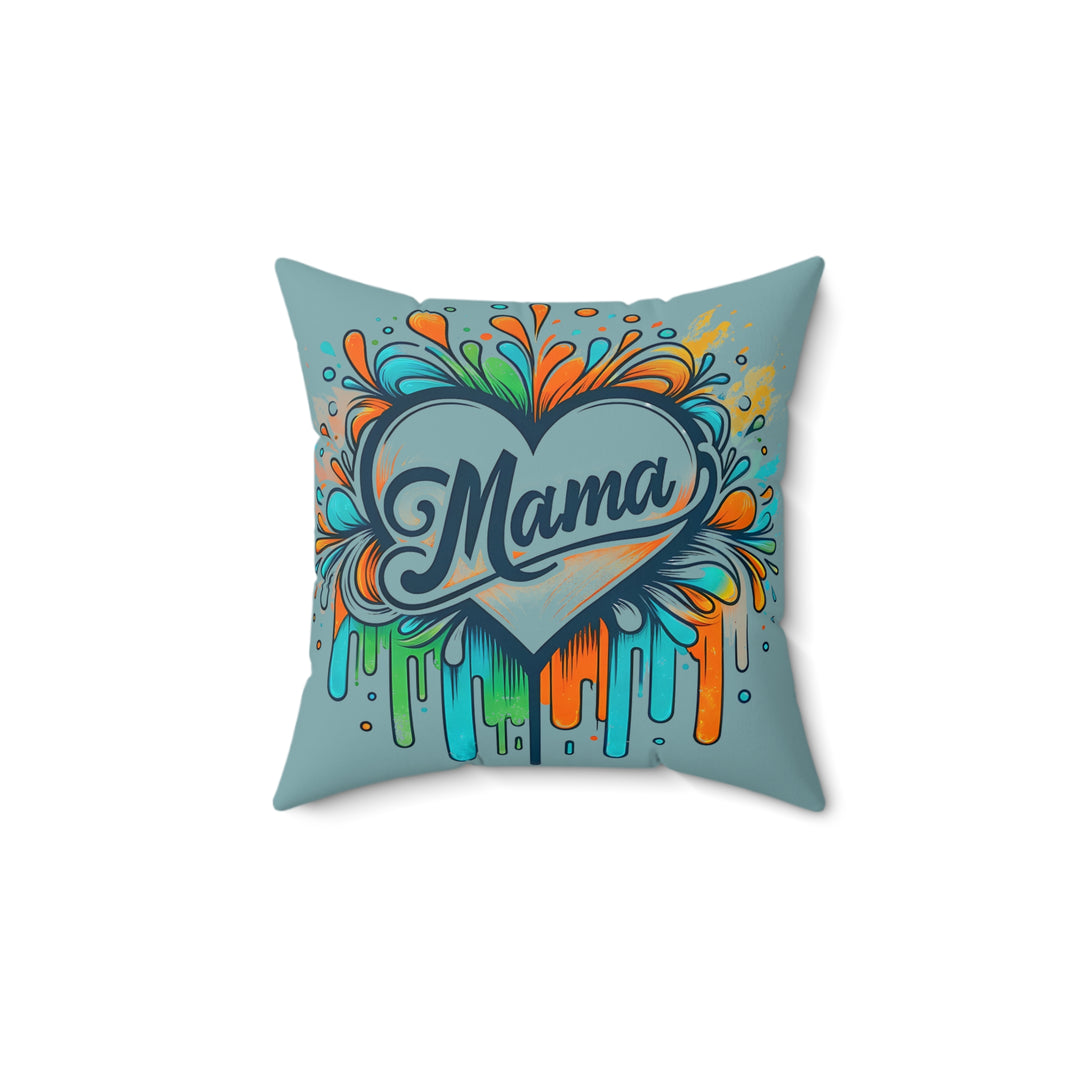 Colorful 'Mama' Spun Polyester Square Pillow - Perfect Gift for Mother's Day and Home Decor