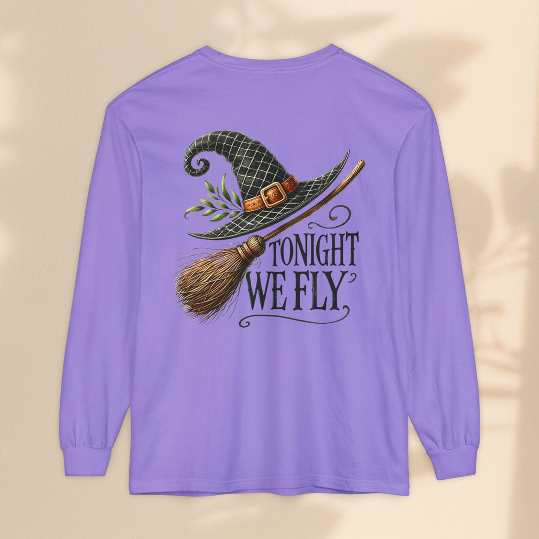 Tonight We Fly - Whimsical Witch Halloween Long Sleeve T-Shirt