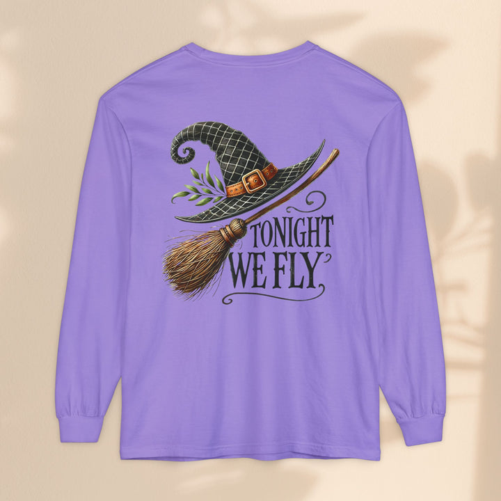 Tonight We Fly - Whimsical Witch Halloween Long Sleeve T-Shirt