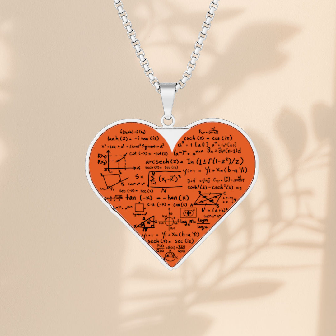 I Love Math Pendant Necklace — Custom Photo Math Lover Jewelry